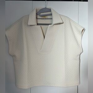 SSYS Cropped Everyday Top In Diamond Quilted Ivory